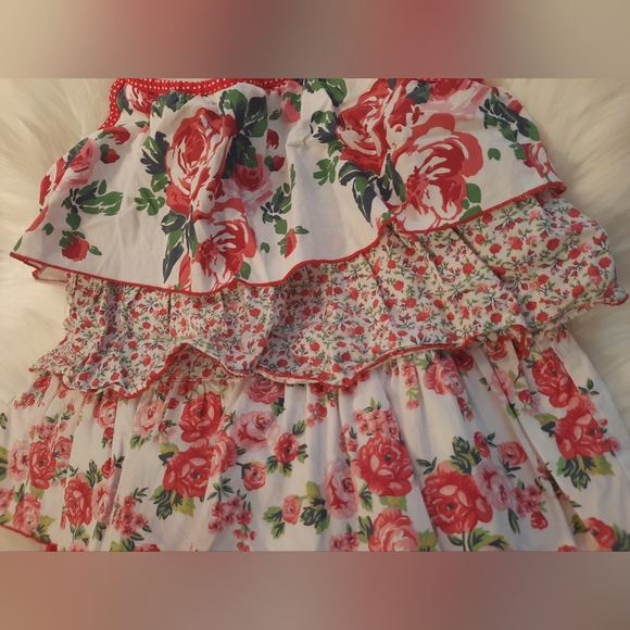 Red & white floral-ruffle print 2 PC Matching Set Girl's Size 7-8 - Picture 2 of 9